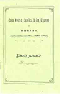 LIBRETTO CASSA OPERAIA CATTOLICA DI SAN GIUSEPPE